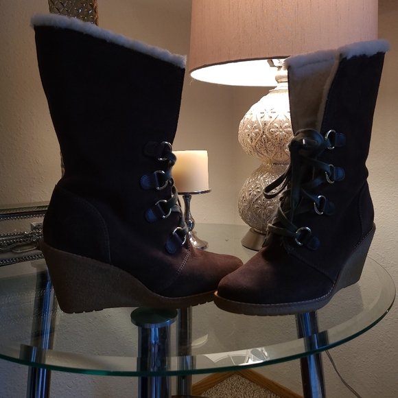 Cole Haan Leather/Suede Upper Bootie Wedge - Picture 7 of 7
